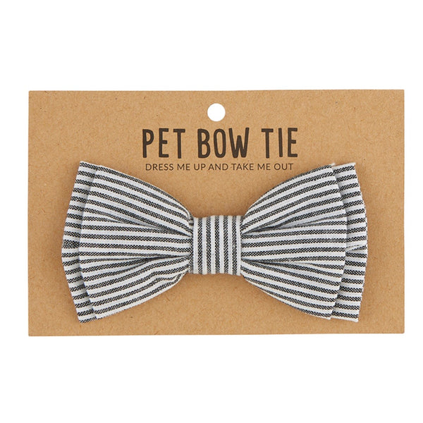 Pet Bow Tie  - Grey Stripe