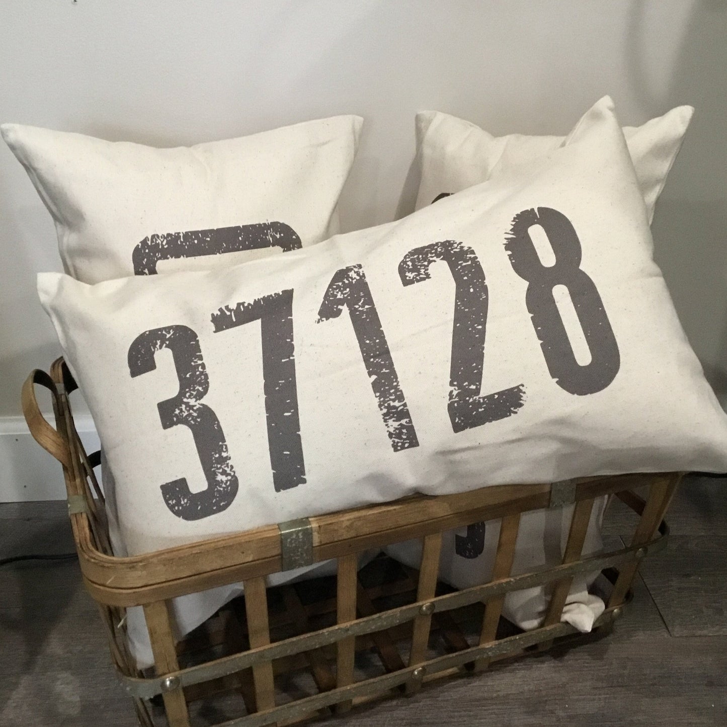 Zip Code Canvas Throw Pillow