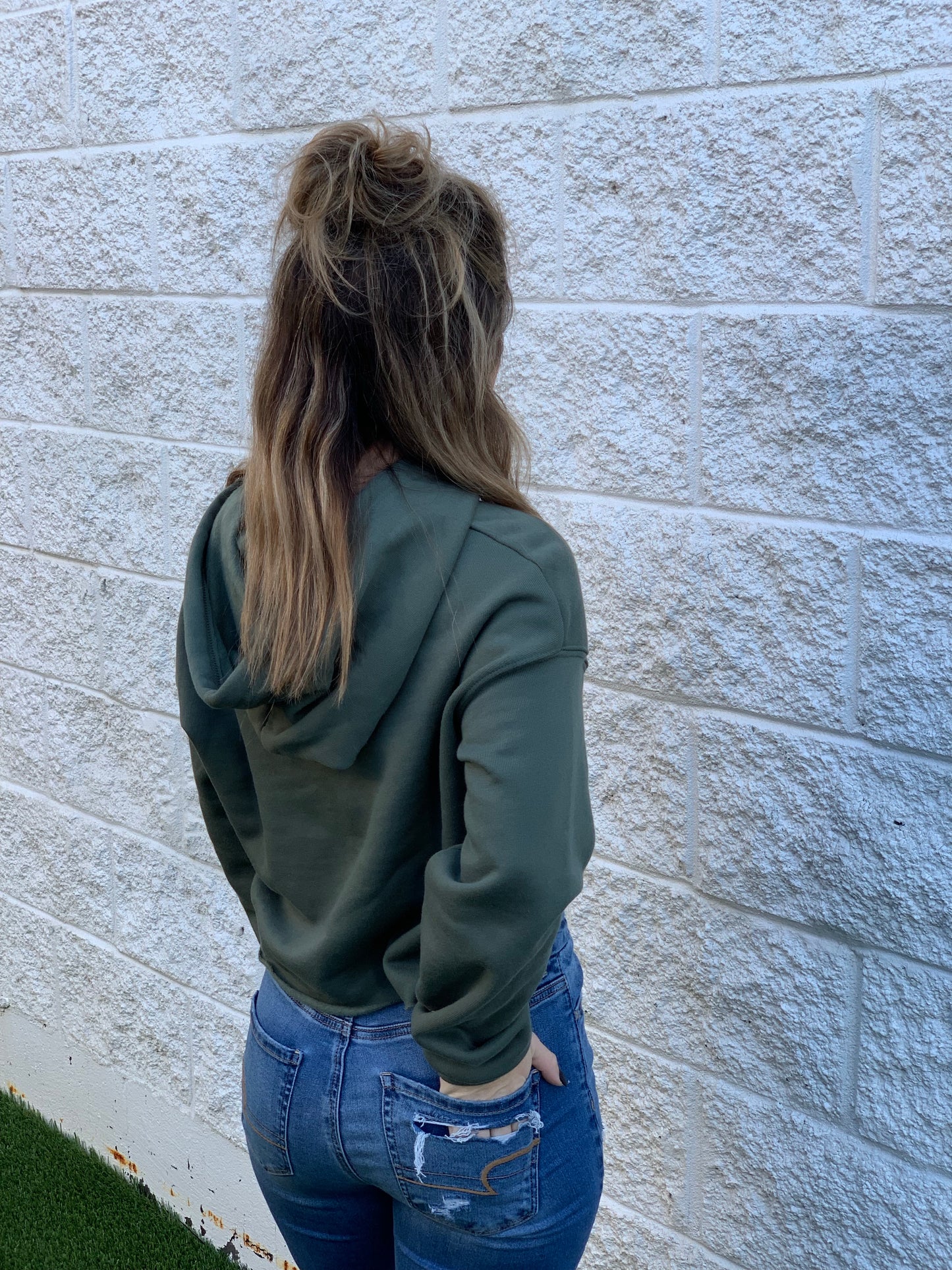 Nash Cropped Hoodie [Military Green]