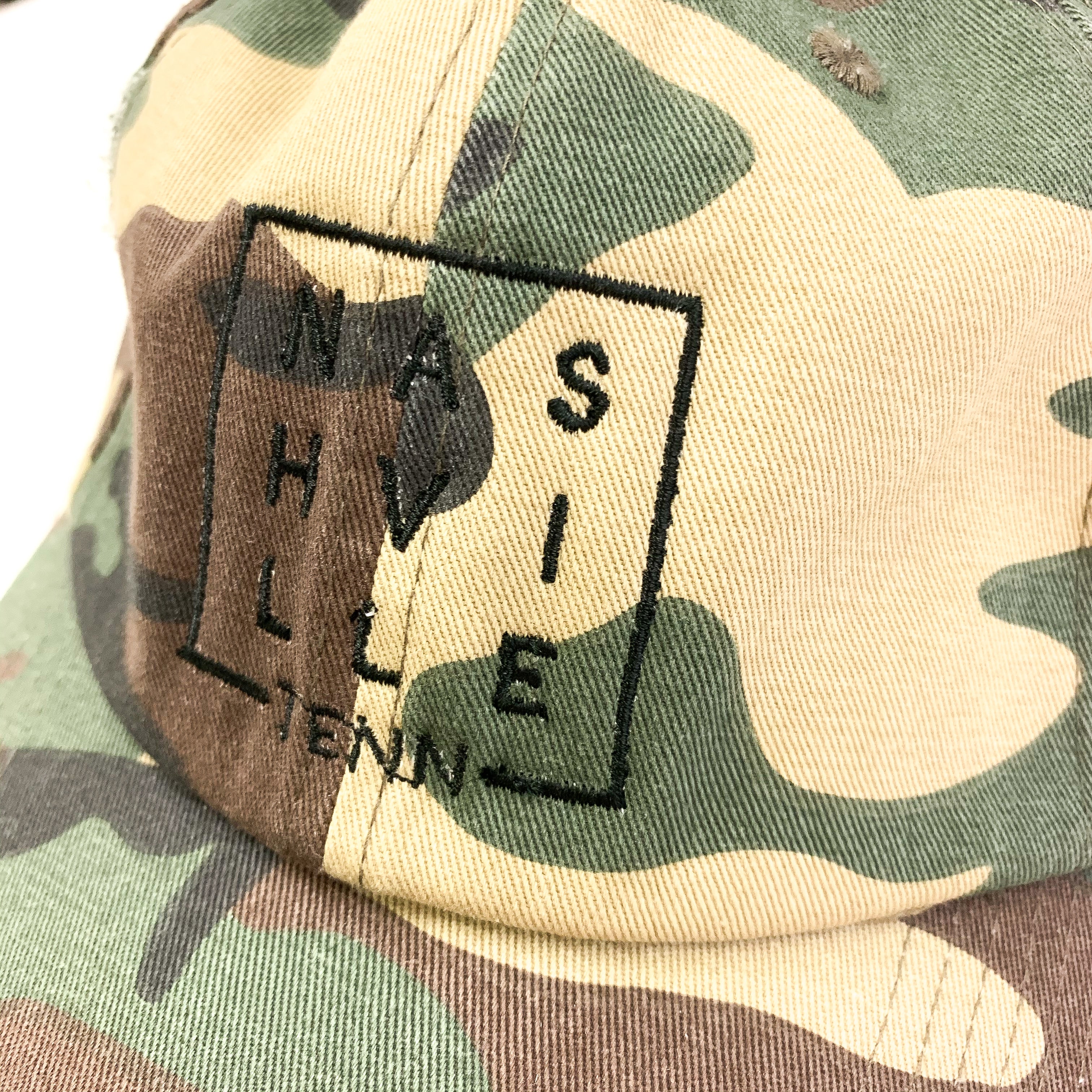 Distressed Nashville Square© Hat [Camo] – 615 Collection